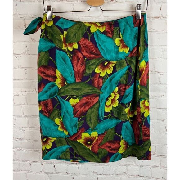 ANN TAYLOR wrap rayon unlined multicolor skirt size 12 - Picture 4 of 6